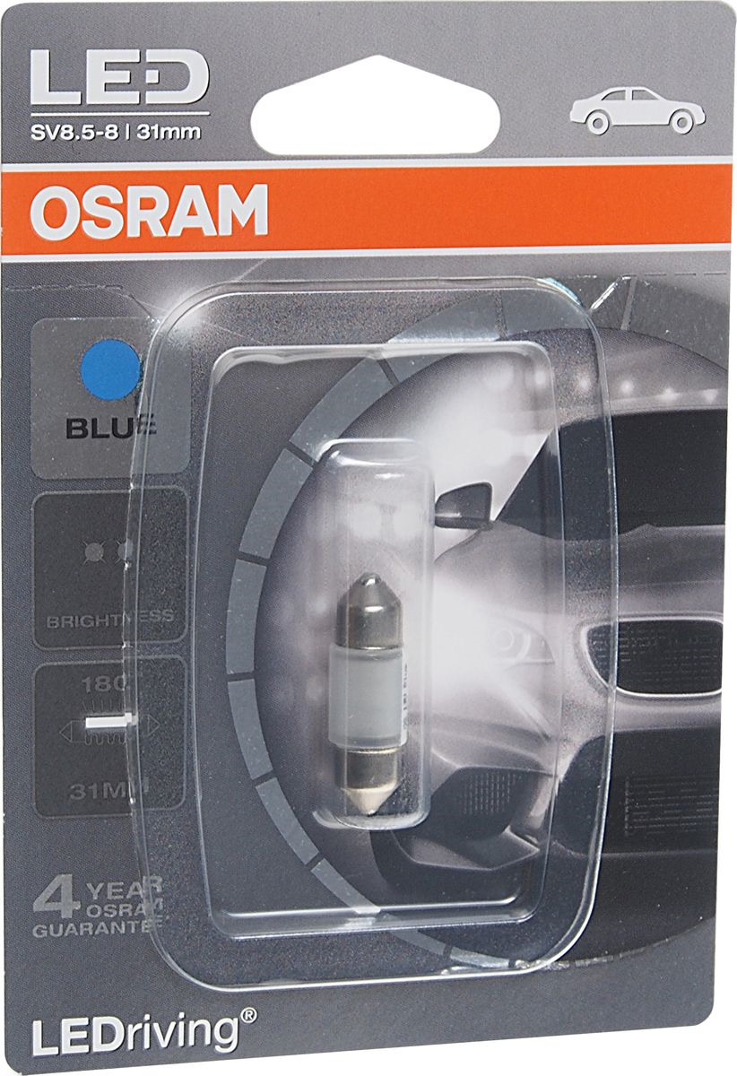 фото Лампа автомобильная Osram C5W (SV8.5-8) 31 мм LED Blue Standart 12V, 6431BL01B