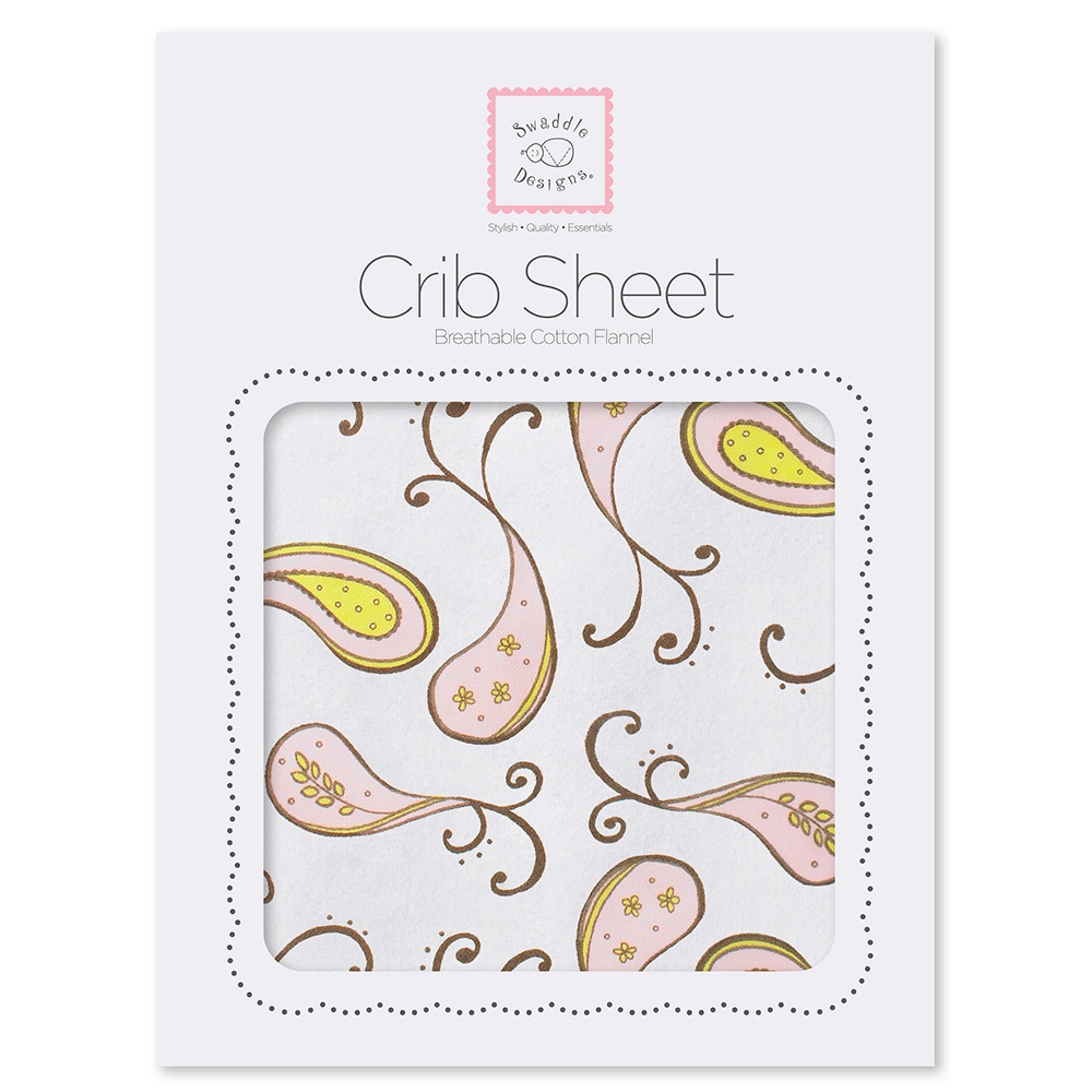 фото Детский комплект постельного белья SwaddleDesigns Crib Sheet Pink Paisley, розовый