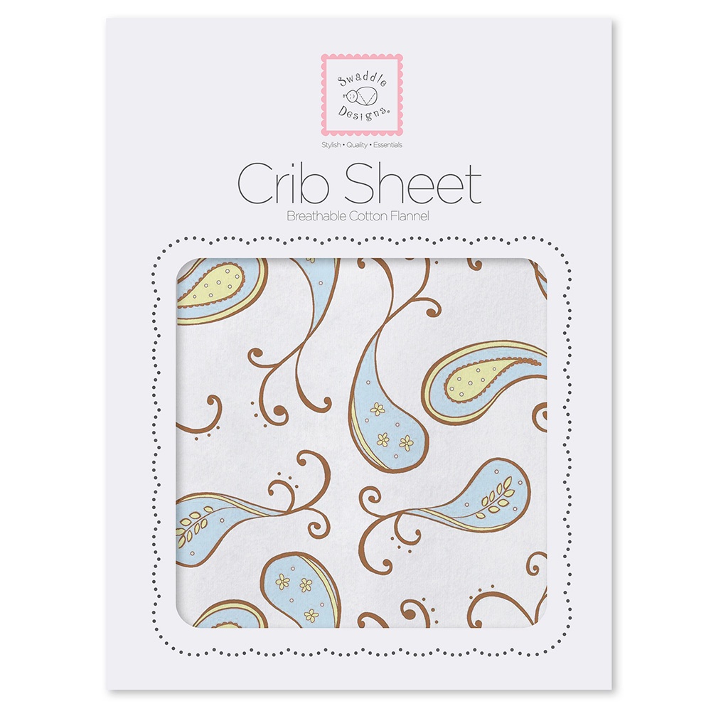 фото Простыня SwaddleDesigns Crib Sheet Blue Paisley, голубой