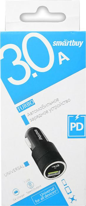 фото Автомобильно зарядное устройство SmartBuy Turbo SBP-2033C USB Type-C Рower delivery, 18 Вт, 2.4 А, черный