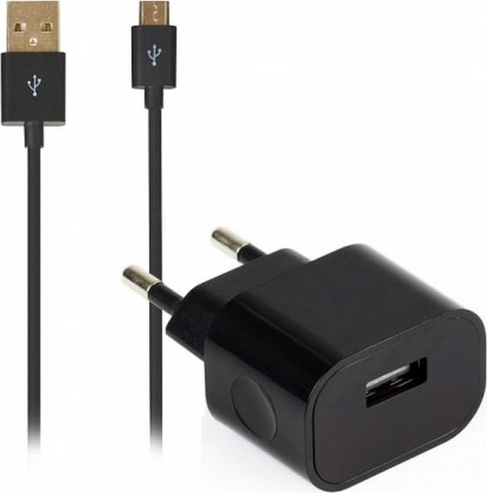 фото Сетевое зарядное устройство Smartbuy Nitro SBP-1001MC + кабель MicroUSB, 1А, черный