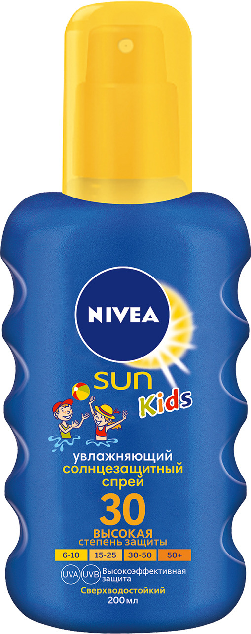 Детский увлажняющий солнцезащитный спрей Nivea, СЗФ 30, 200 мл