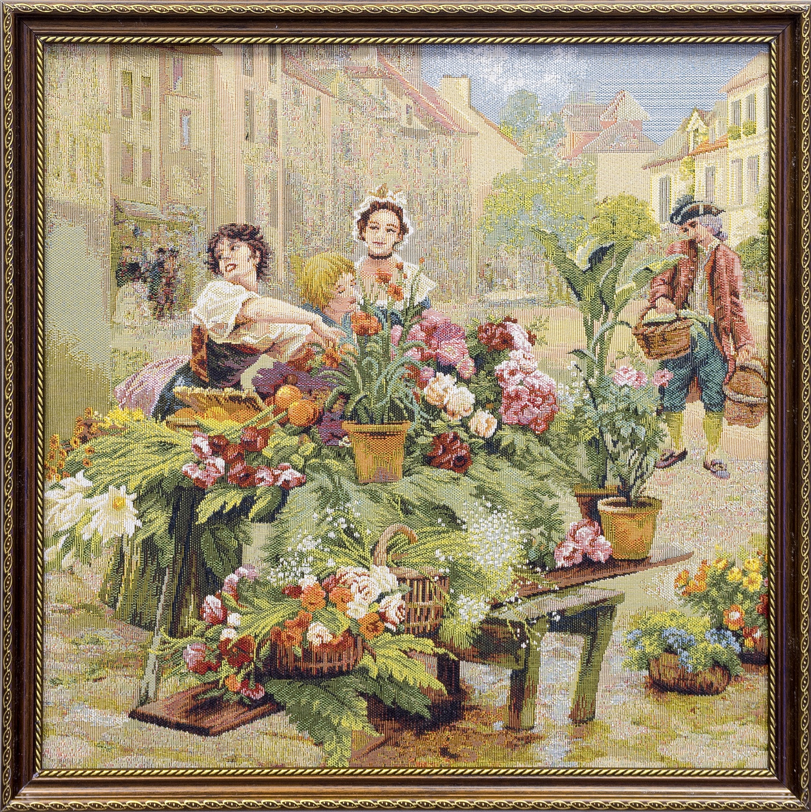 фото Картина Магазин гобеленов Старый париж цветочница 48*48см, коричневый