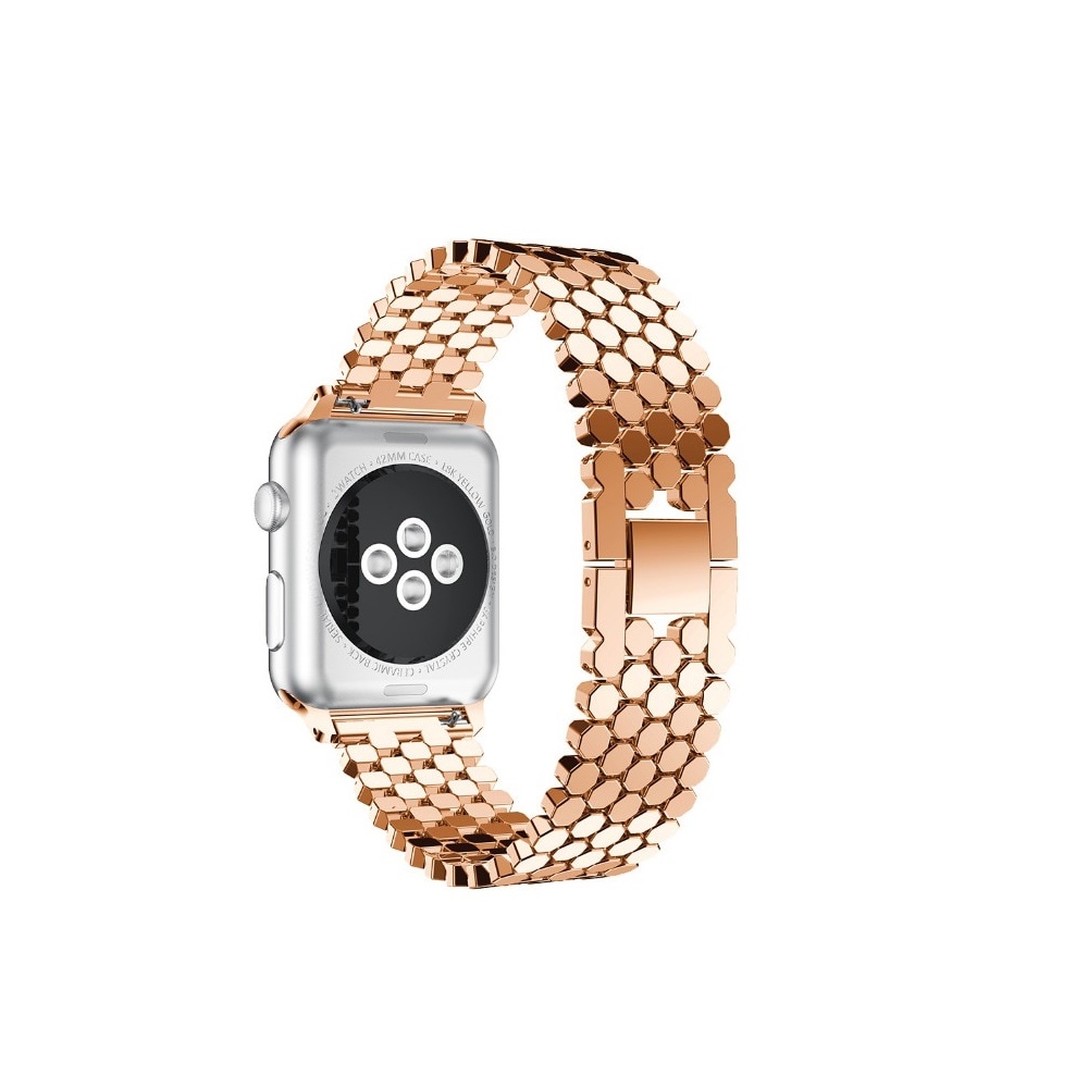 Ремешок для смарт-часов Aceshley Luxe для Apple Watch 42/44 series 1/2/3/4 Silver Rose Gold, золотой