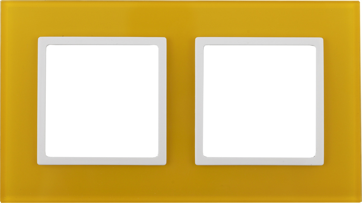 Рамка электроустановочная ЭРА Elegance, на 2 поста, 14-5102-21, желтый, белый