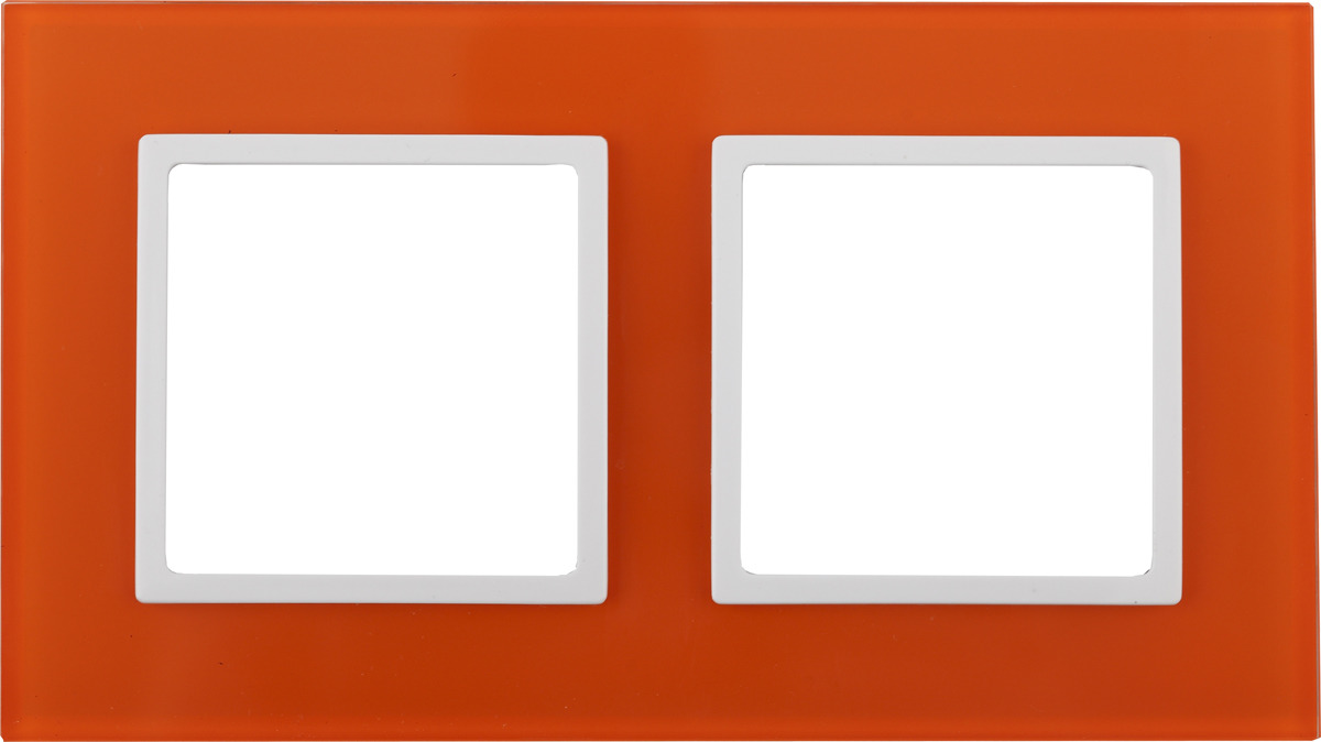 Рамка электроустановочная ЭРА Elegance, на 2 поста, 14-5102-22, оранжевый, белый
