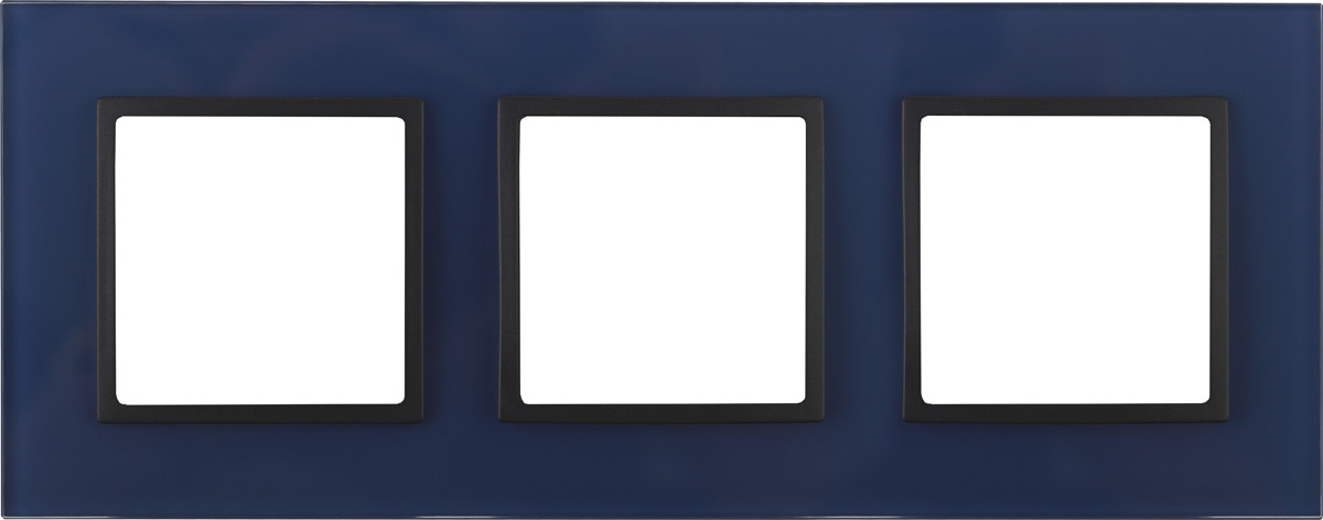 фото Рамка электроустановочная ЭРА Elegance, на 3 поста, 14-5103-29, синий, антрацит