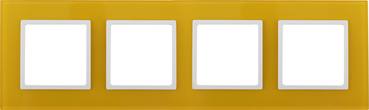 Рамка электроустановочная ЭРА Elegance, на 4 поста, 14-5104-21, желтый, белый