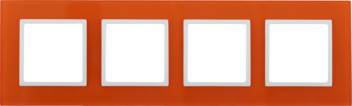 Рамка электроустановочная ЭРА Elegance, на 4 поста, 14-5104-22, оранжевый, белый
