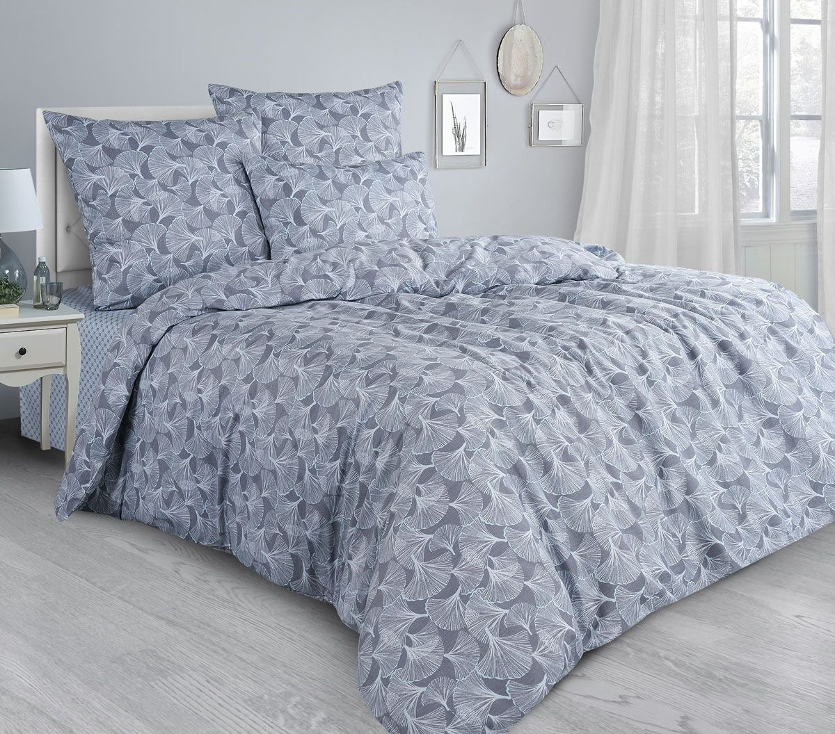 Комплект постельного белья Guten Morgen Premium Whisper, GMS-867-200-240-70, евро, наволочки 70x70, синий, темно-синий
