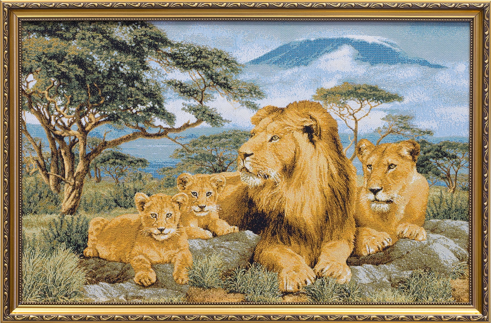 фото Картина Магазин гобеленов Африканские львы 37*57 см, золотой