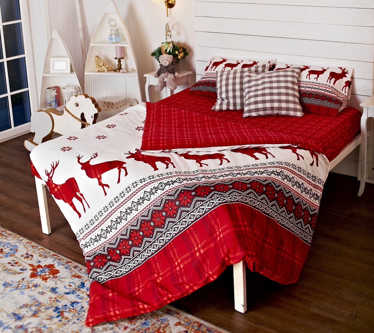 фото Комплект постельного белья ТМ Текстиль Нордик, красный, белый