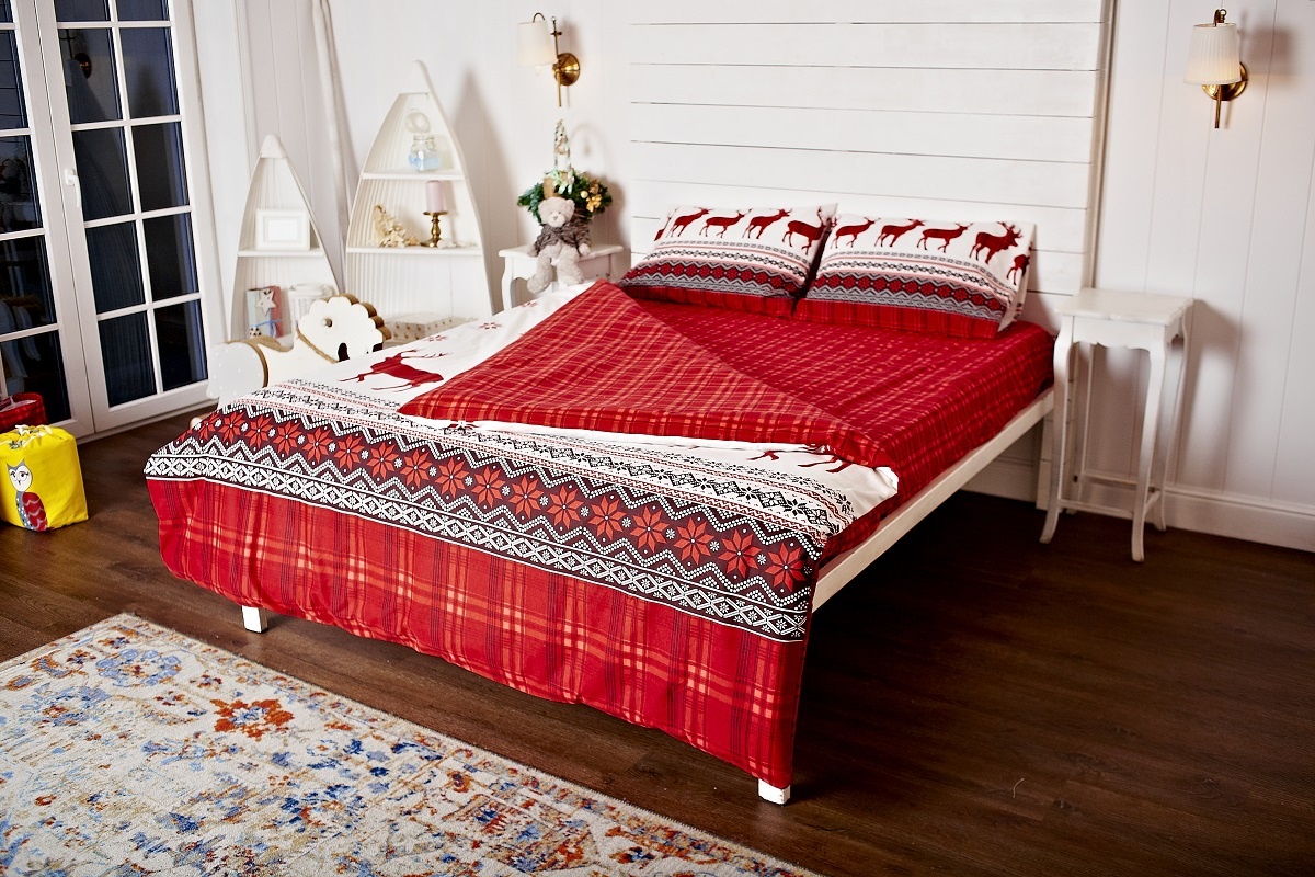 фото Комплект постельного белья Тм Текстиль Нордик, красный, белый