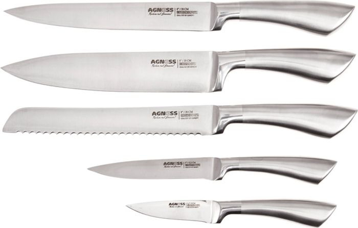 фото Набор ножей Agness, на подставке, 911-007, серебристый, 6 предметов
