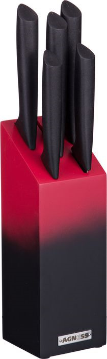 фото Набор ножей Agness, на подставке, 911-700, черный, 6 предметов