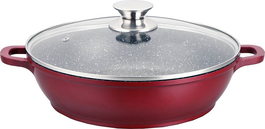 Сковорода-сотейник Agness Рубин, с крышкой, 932-242, красный, 5 л