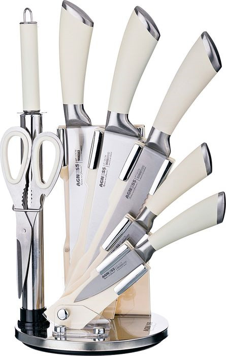 фото Набор ножей Agness, на подставке, 911-502, белый, 8 предметов