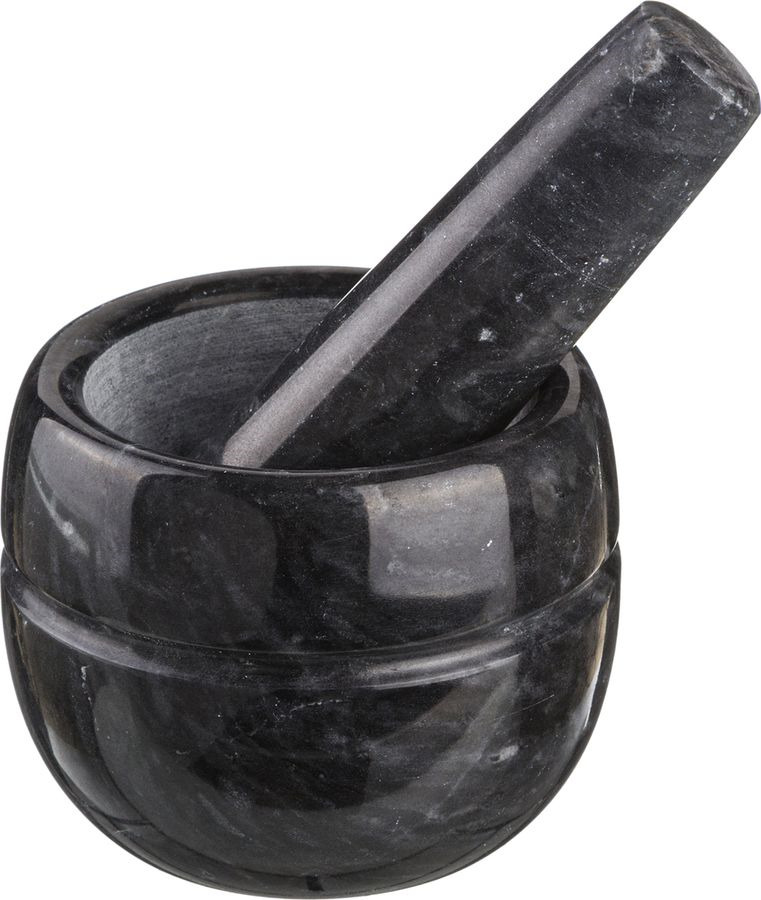 Ступка с пестиком Agness Black Marble, 925-106, черный, диаметр 9 см