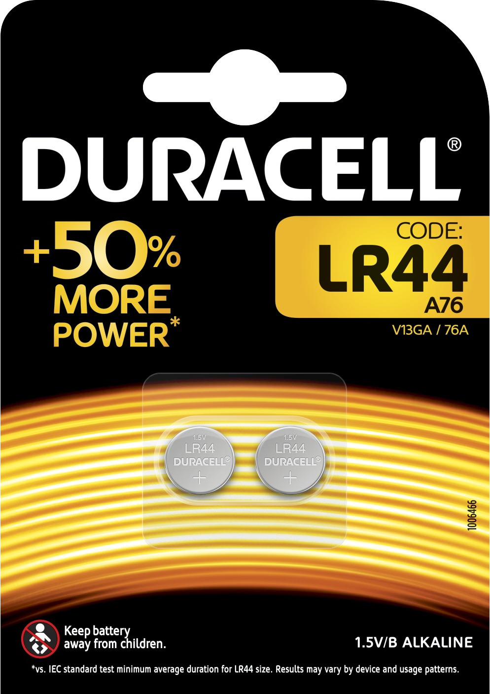 фото Батарейка алкалиновая Duracell, тип LR44, 2 шт