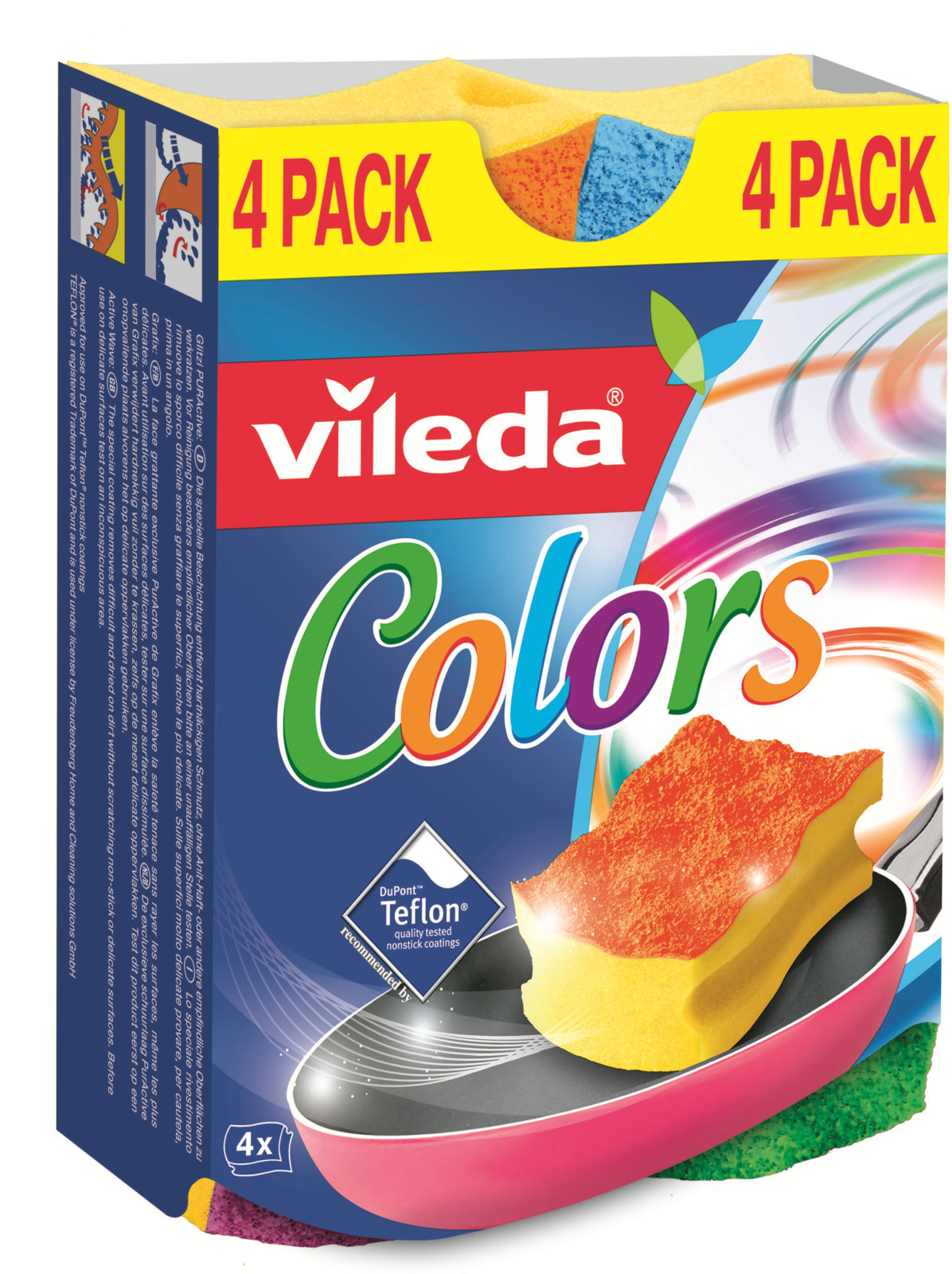 фото Губка для мытья посуды Vileda "Pure Colors", 4 шт
