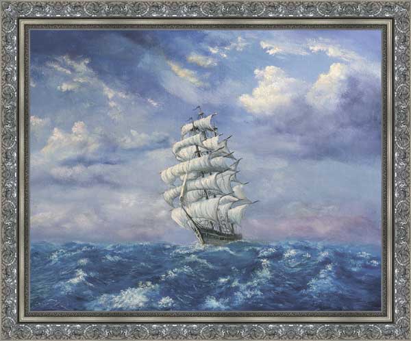 фото Картина Экорамка Корабль в море 59x49 см