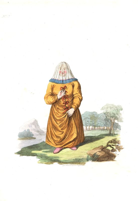 Гравюра Эдвард Хардинг Остячка (остяки, ханты, селькупы). Смешанная техника. Англия, Лондон, 1803 год