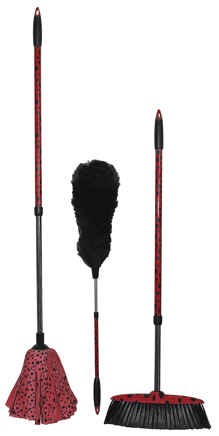 Комплект для уборки Vigar Набор для уборки с телескопическими ручками Grafika, красный, красный, черный