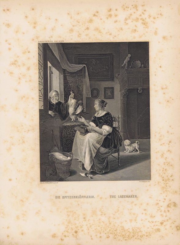 фото Гравюра Уильям Френч Кружевница. Офорт. США, Бостон, 1873 год