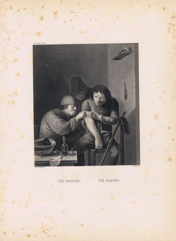 Гравюра Александр Карс Цирюльник. Офорт. США, Бостон, 1873 год