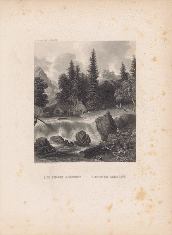 фото Гравюра Альберт Генри Пейн Горный пейзаж. Офорт. США, Бостон, 1873 год