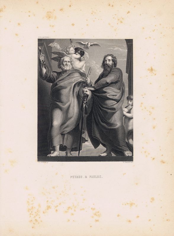 фото Гравюра Уильям Френч Апостолы Пётр и Павел. Офорт. США, Бостон, 1873 год