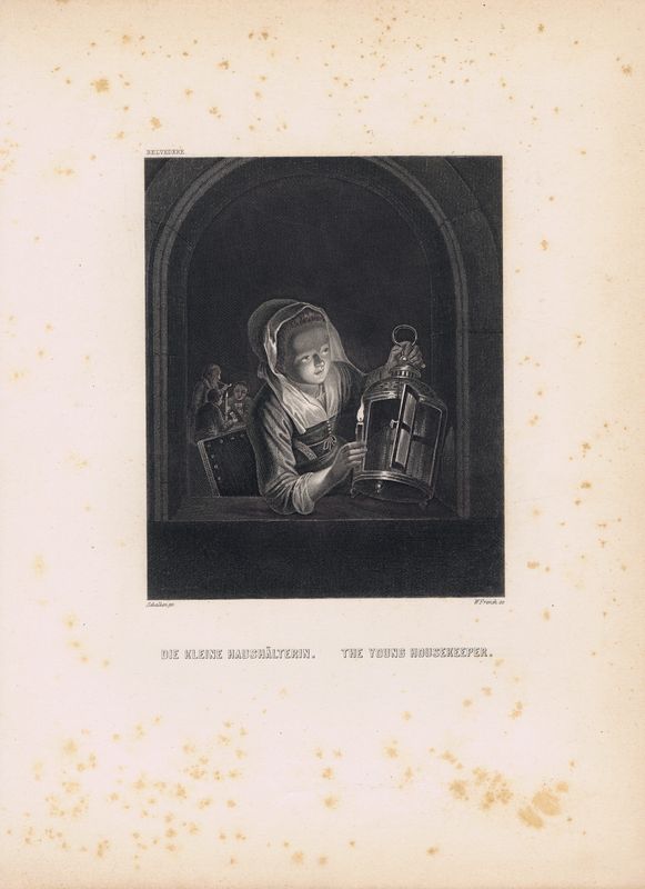 фото Гравюра Уильям Френч Юная домработница. Офорт. США, Бостон, 1873 год