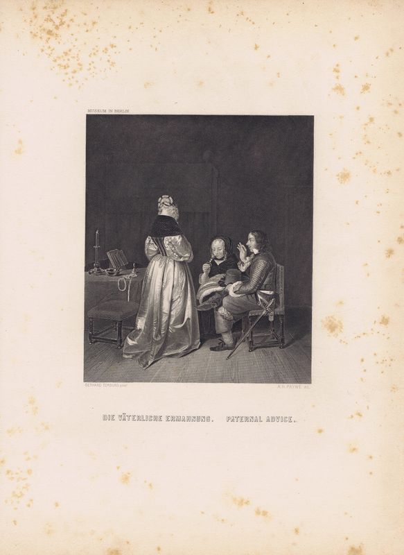 фото Гравюра Альберт Генри Пейн Отеческое наставление. Офорт. США, Бостон, 1873 год