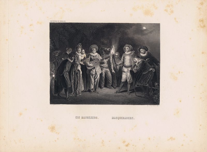 фото Гравюра Уильям Френч Театр масок. Офорт. США, Бостон, 1873 год