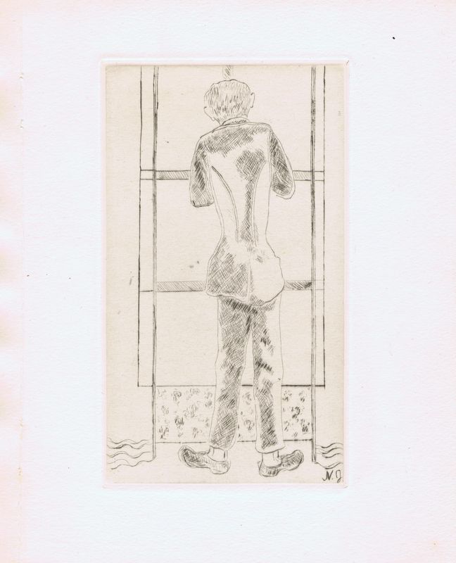 фото Гравюра Наталья Гончарова Лист 3. У окна. Авангард. Офорт. Франция, Париж, 1926 год