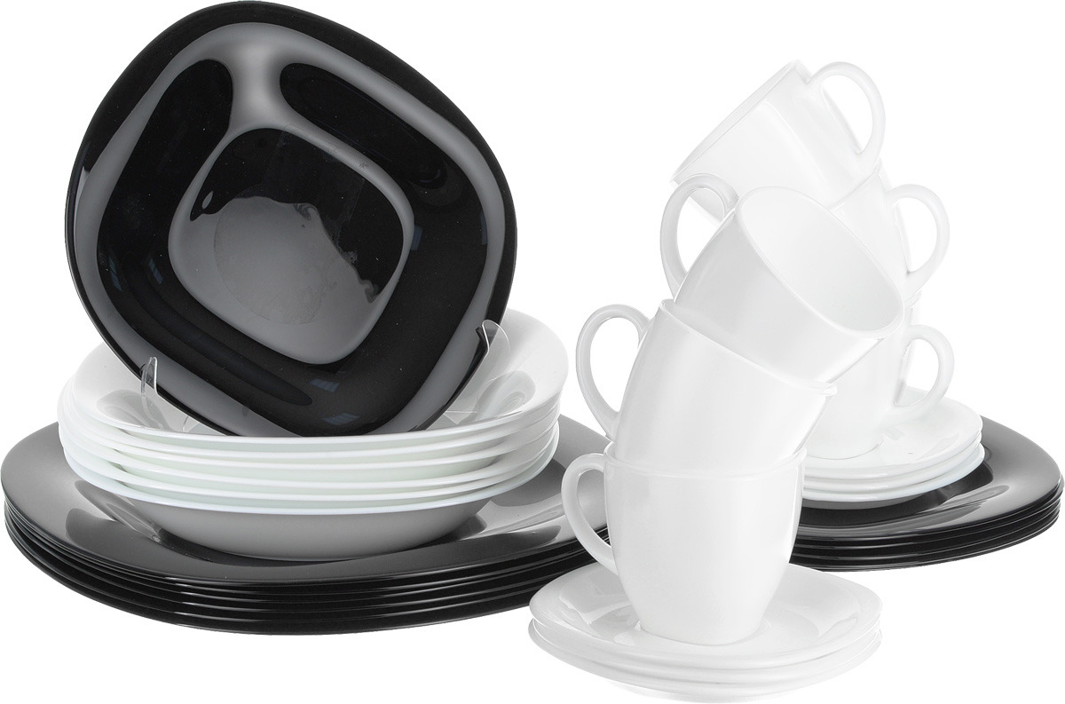 Набор столовой посуды Luminarc Карин, N1500, черный, белый