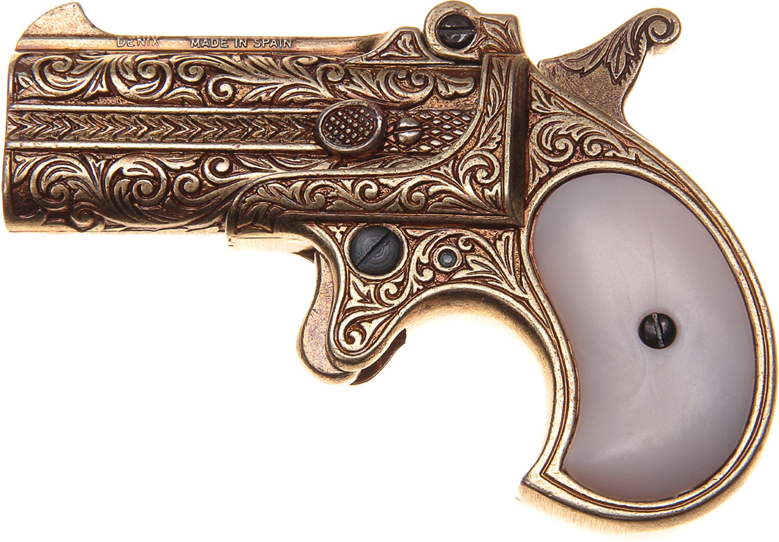 Сувенирное оружие Denix Макет пистолета Дерринджера, 41 мм, США, 1866 г., 3 ? 17 ? 9 см