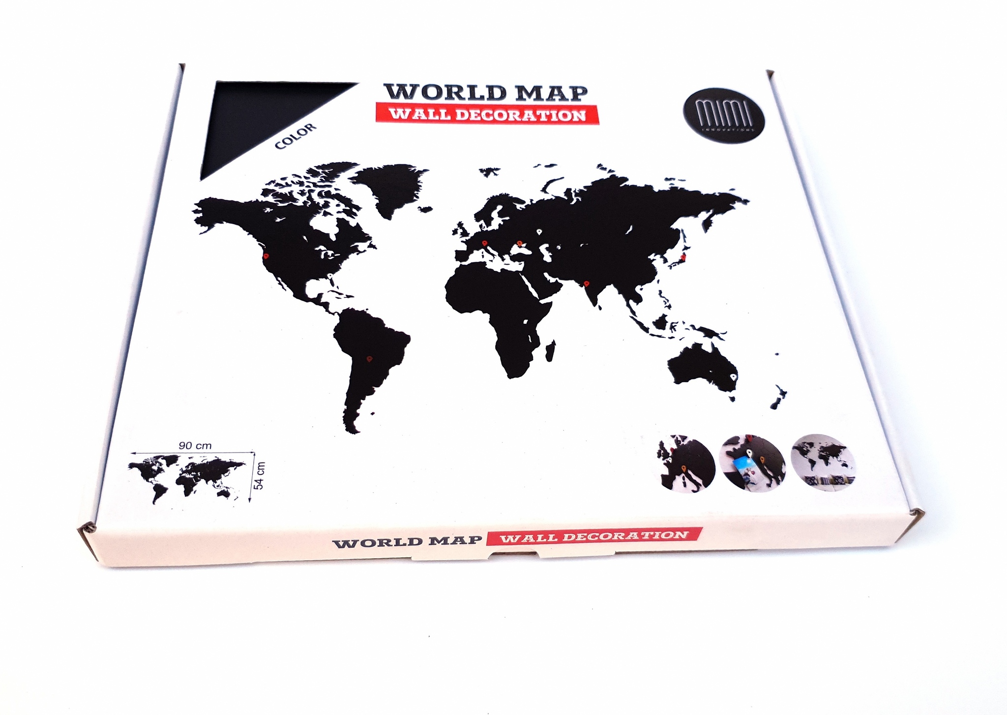 фото Карта мира декоративная Wall Decoration Black 90x54 cm, черный Mi-mi