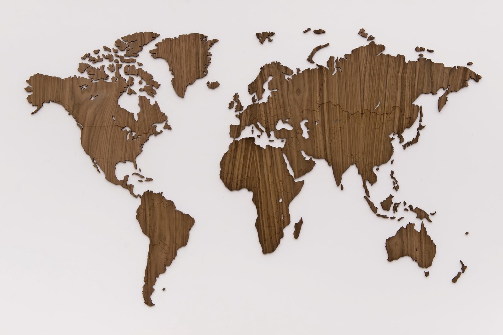 Украшение на стену mimi Карта из натурального дерева Wall Decoration Exclusive 130x78 cm Американский Орех, коричневый