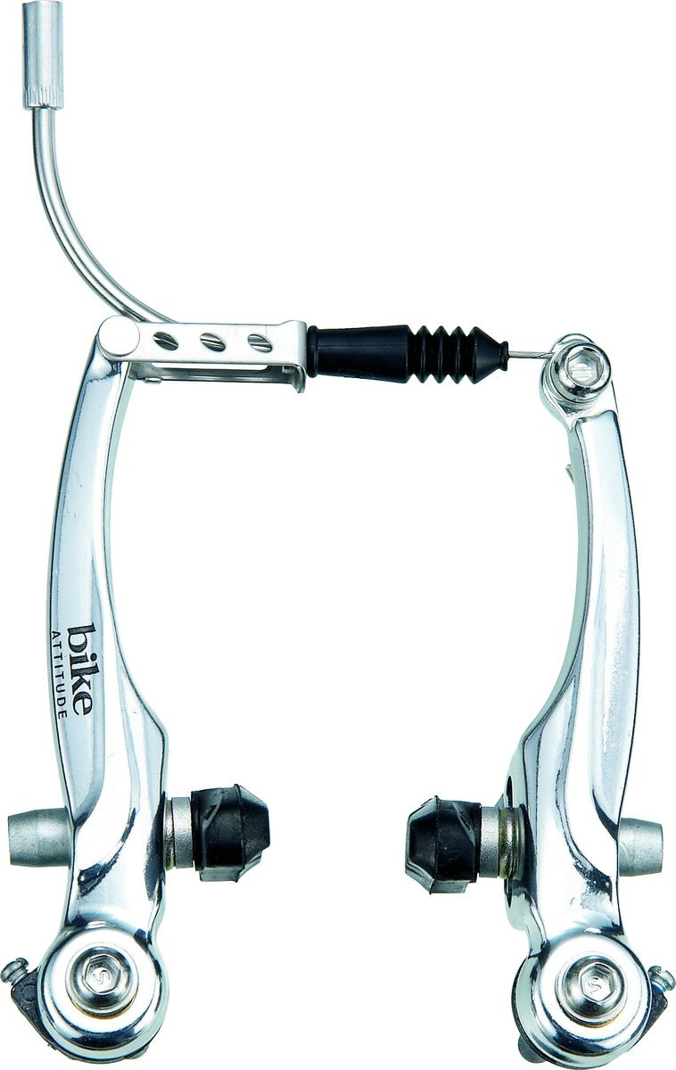 Тормоз Bike Attitude V-brake, TX116N, с крепежом и поводком, серебристый, 108 мм