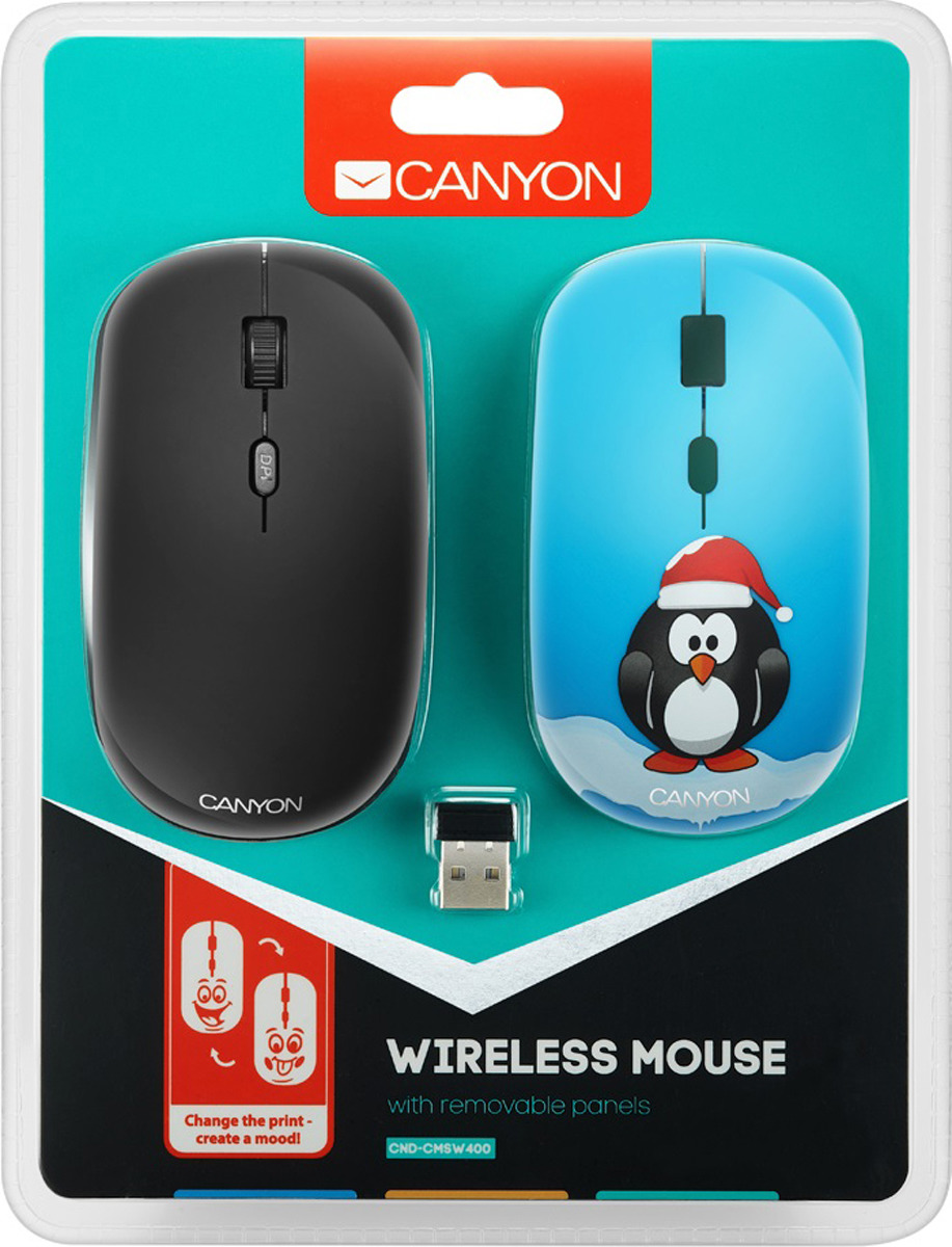 фото Мышь беспроводная Canyon Penguin CND-CMSW401PG, черная