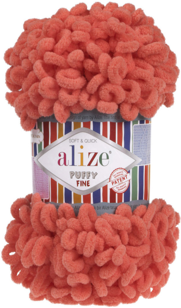 фото Пряжа Alize Puffy Fine, 7725814, 526 гранатовый, 100 г, 14 м, 5 шт