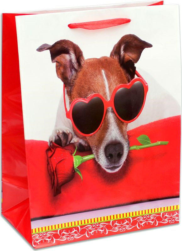 фото Подарочная упаковка Miland "Собака с розой", 26 х 33 х 14 см