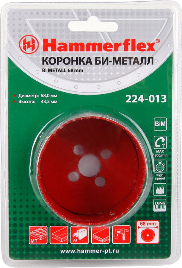 фото Коронка Hammer Flex 224-013 Bi Metall, 68 мм