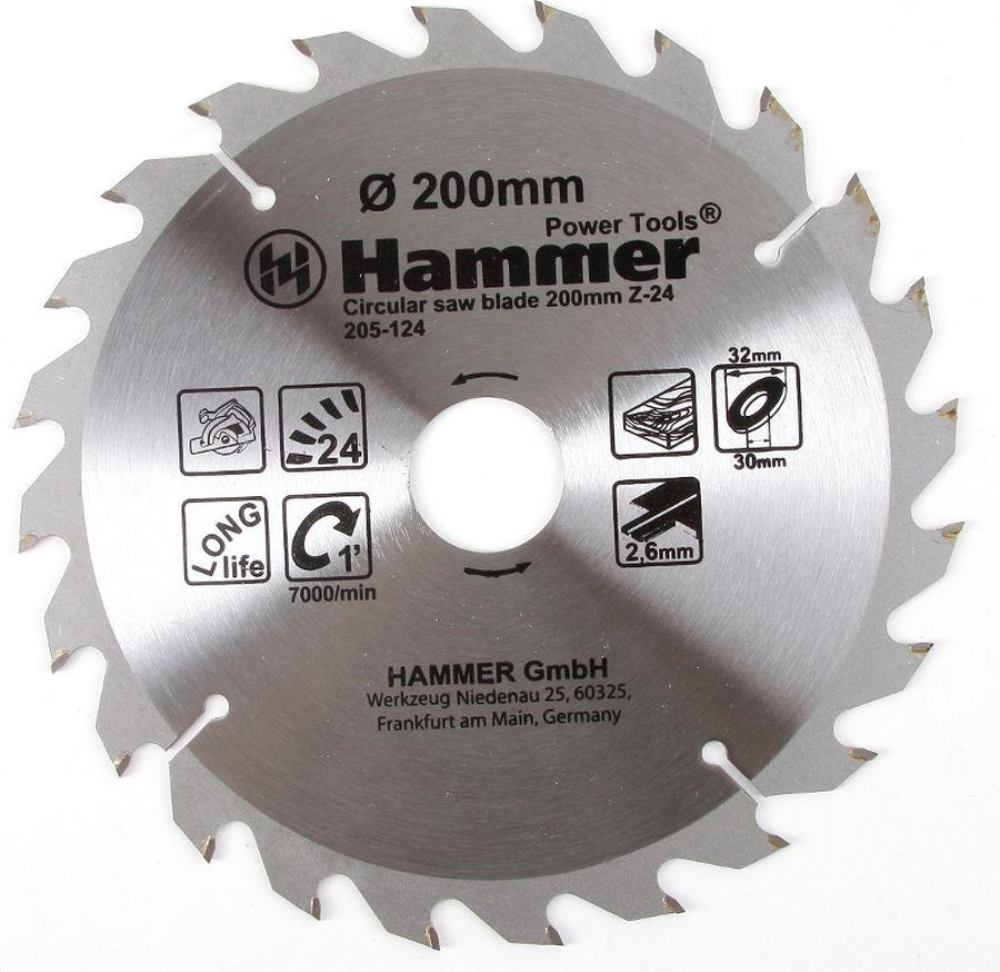 фото Диск пильный Hammer Flex 205-124, по дереву, CSB WD 200 мм