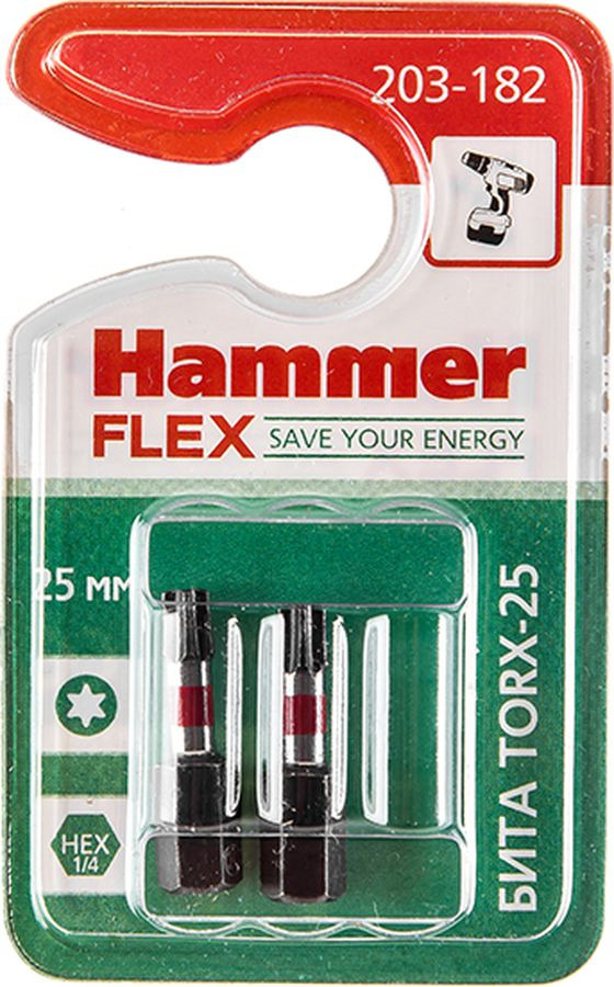 фото Бита Hammer Flex 203-182, TORX-25 25 мм, 2 шт