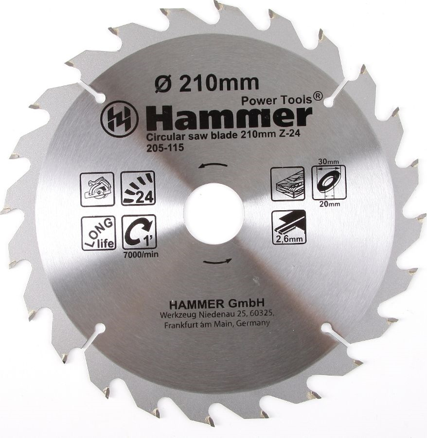 фото Диск пильный Hammer Flex 205-115, по дереву, CSB WD 210 мм