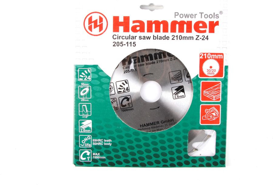 фото Диск пильный Hammer Flex 205-115, по дереву, CSB WD 210 мм