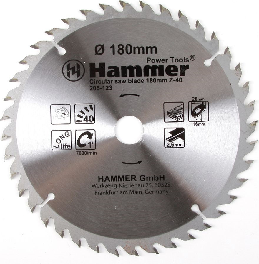 фото Диск пильный Hammer Flex 205-123, по дереву, CSB WD 180 мм