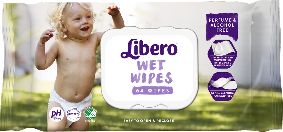 Влажные салфетки Libero Wet Wipes, сменный блок, 64 шт